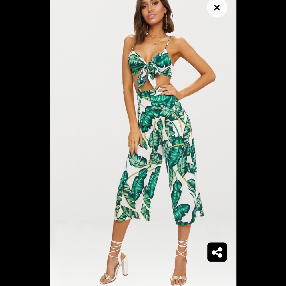White palm print culottes PLT
